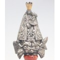 veche statueta Sf Maria : "Virgen de los desamparados". cupru argintat. Spania cca 1900